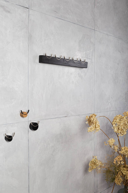 HJORT wall hook black painted oak, stainless steel (size M)