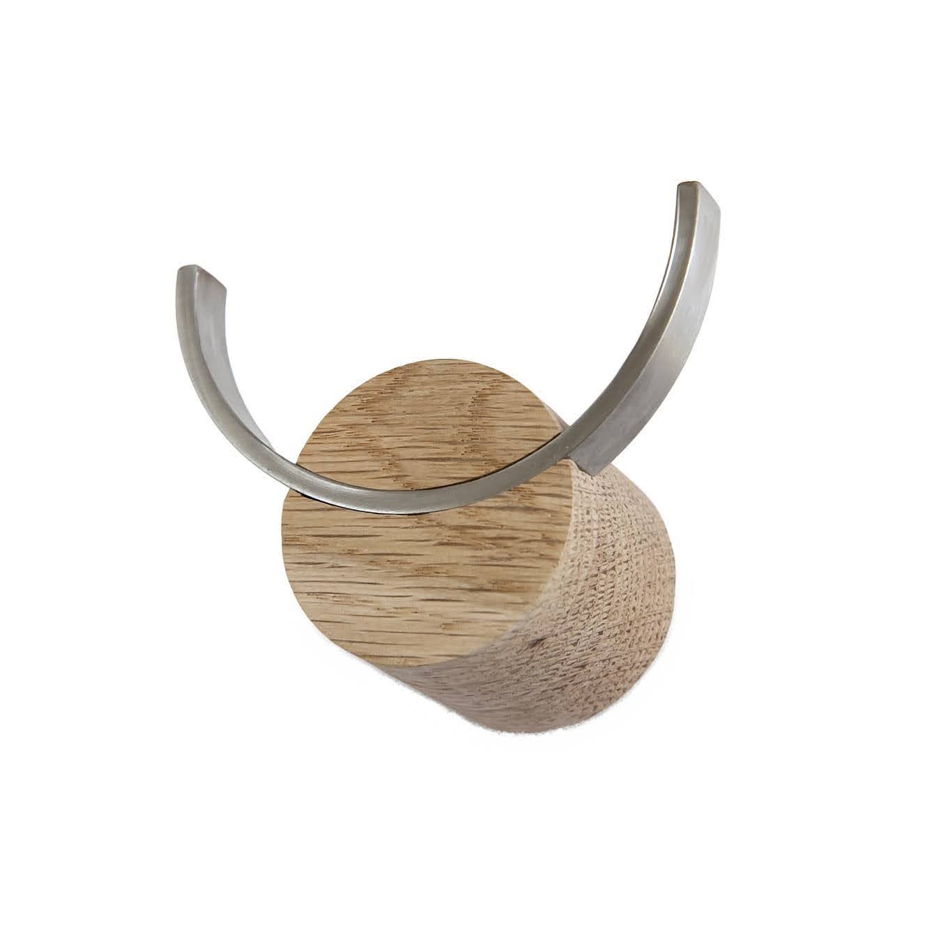 HJORT wall hook oak, stainless steel (Size S)