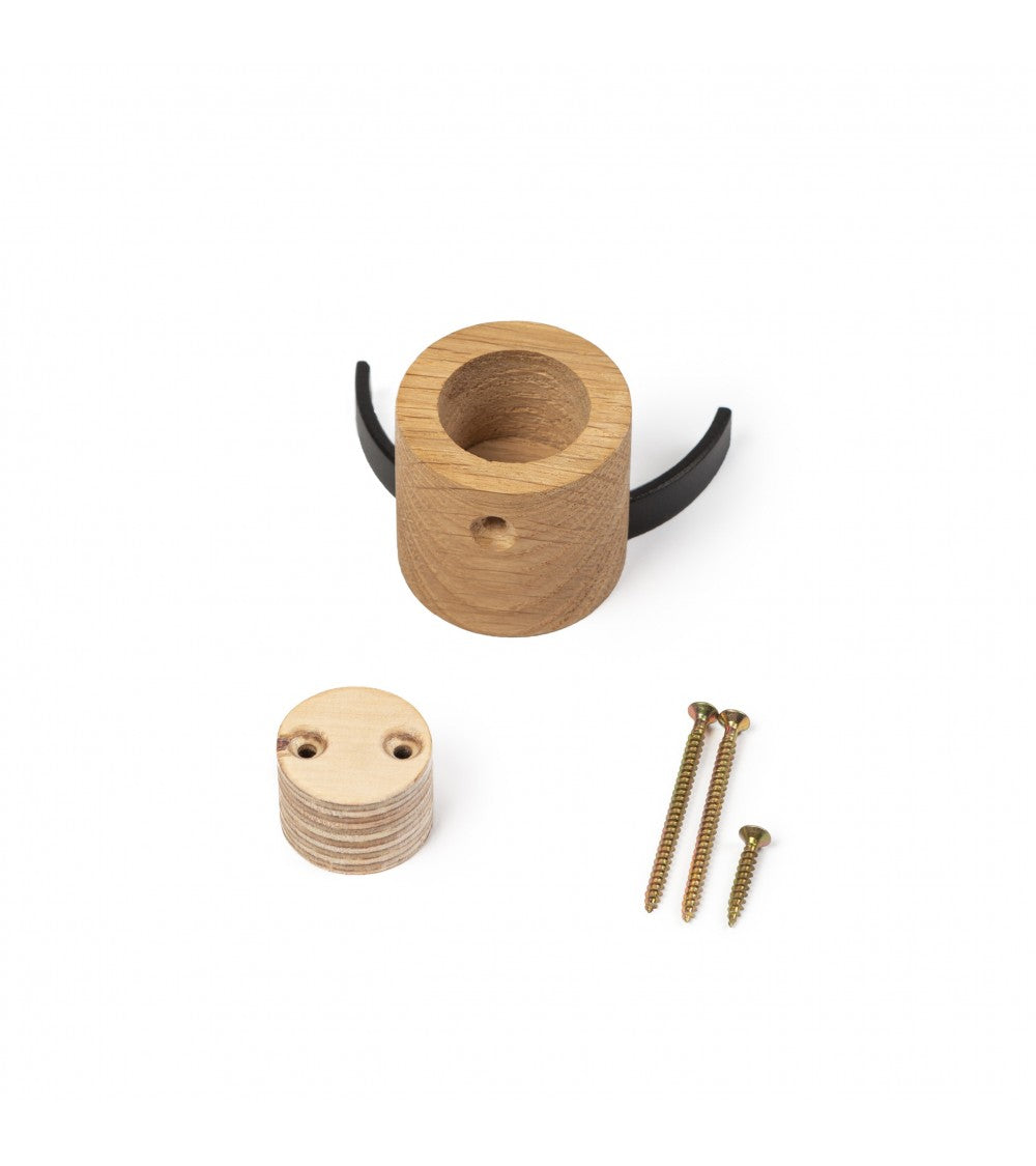 HJORT wall hook oak, brass (size S)