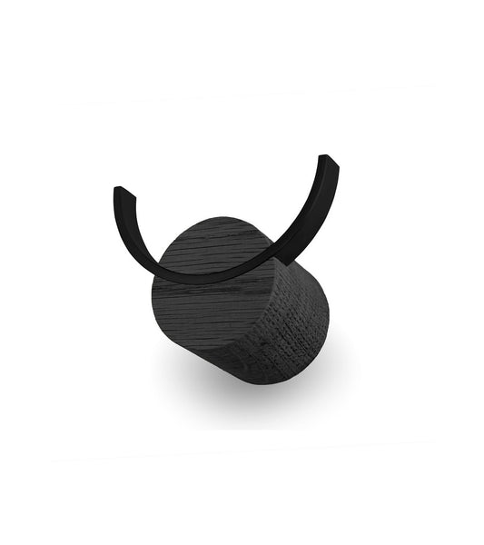 HJORT wall hook black painted both oak and steel (size S)