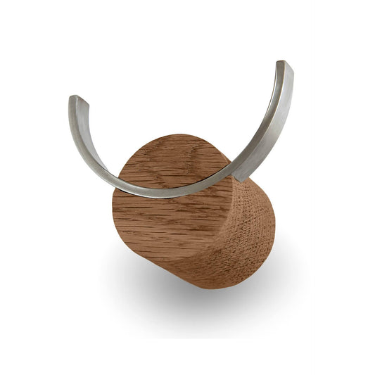 HJORT hook walnut-coloured oak, stainless steel (Size S)