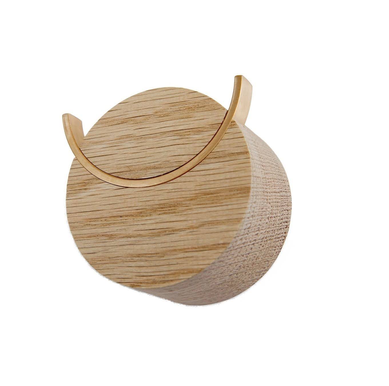 HJORT wall hook oak, brass (size S)