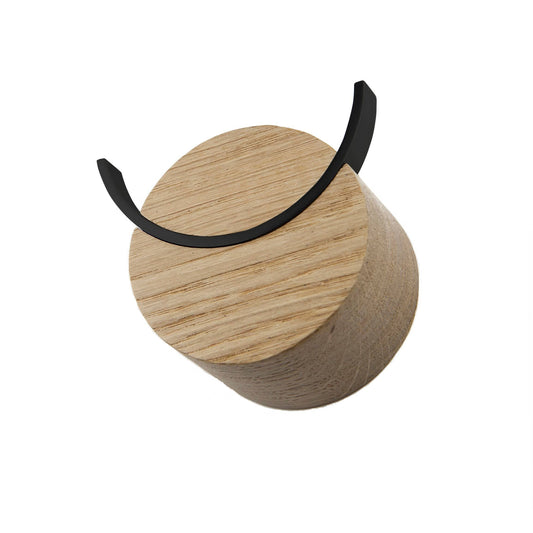HJORT wall hook oak, black painted steel (size M)