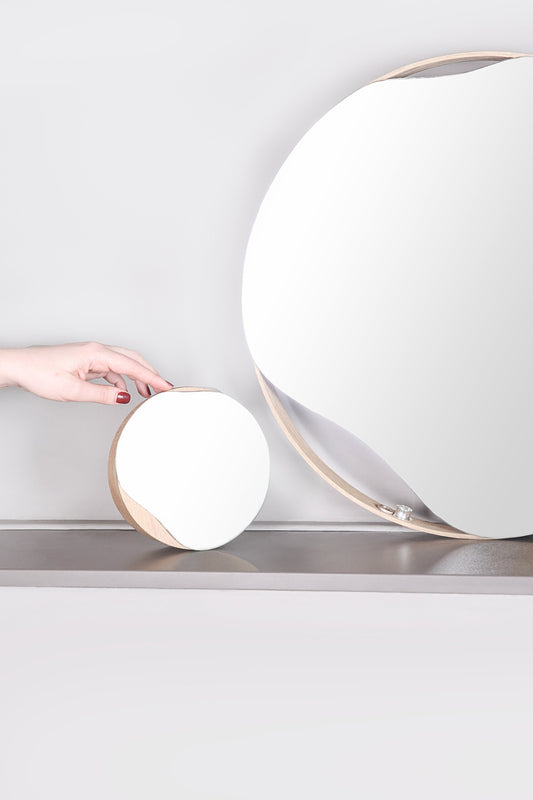 VANNPYTT bordspeil, eiketre. Diameter 17 cm