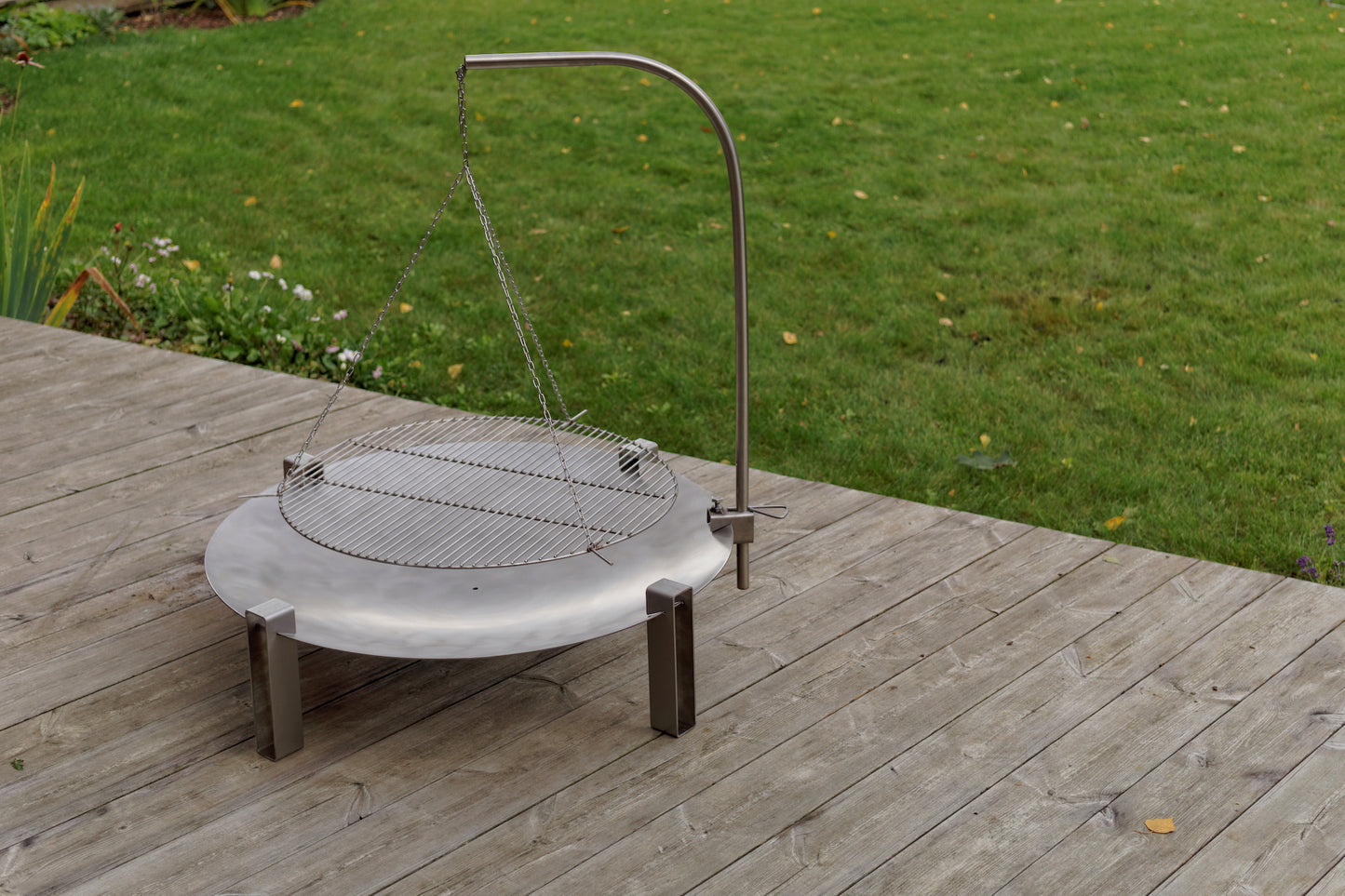 Hengende grillrist i rustfritt stål med bålpanne