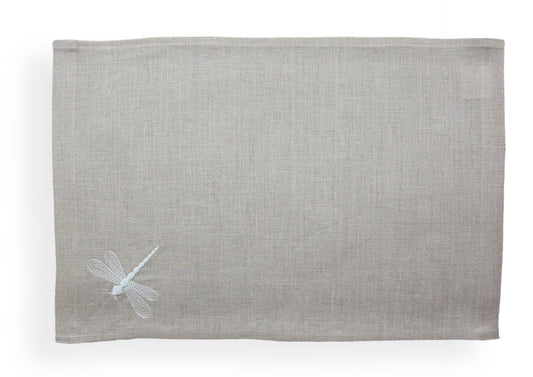 100 % lin bordbrikke i grå farge med fjellibelle