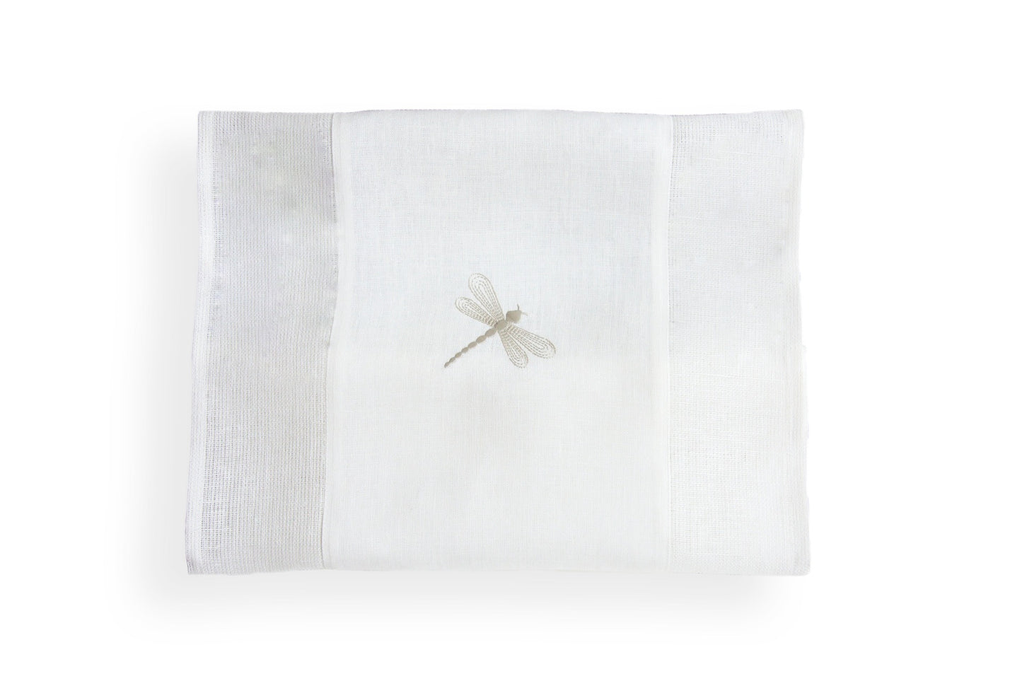 100 % lin bordløper i hvit farge med fjellibelle