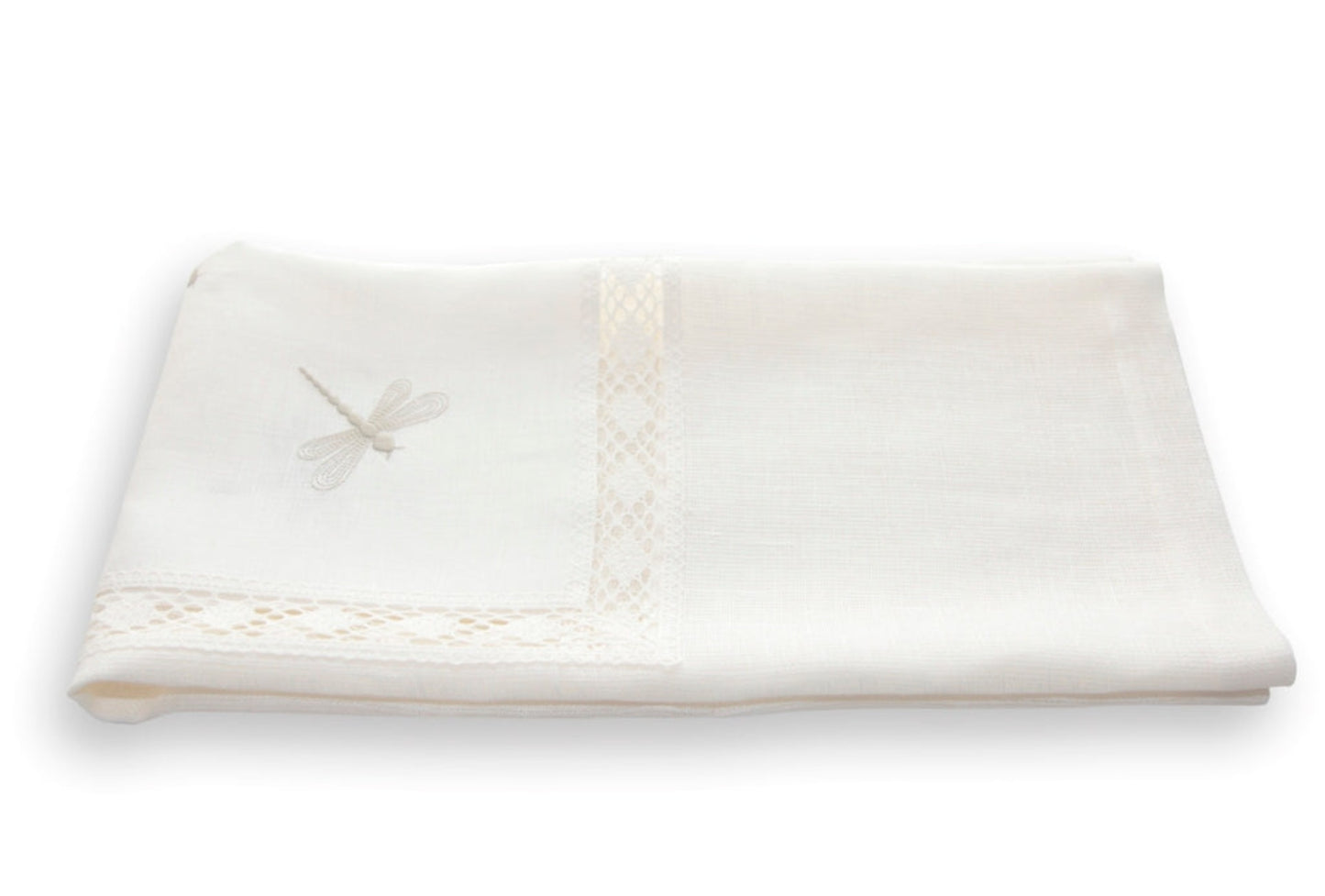 Lnduk i hvit farge med broderte fjellibeller