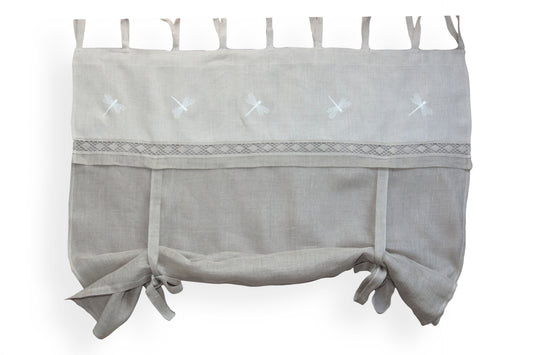 100 % lin liftgardin i grå farge med fjellibelle