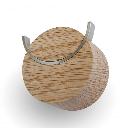 HJORT knagg i rustfritt stål, eiketre, størrelse M