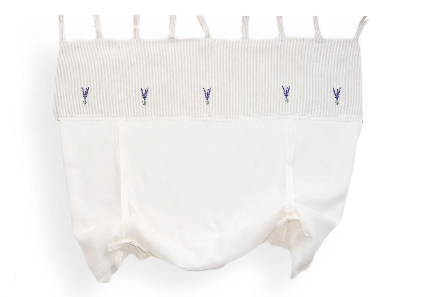 LAVENDEL liftgardin med broderte lavendler (hvit)
