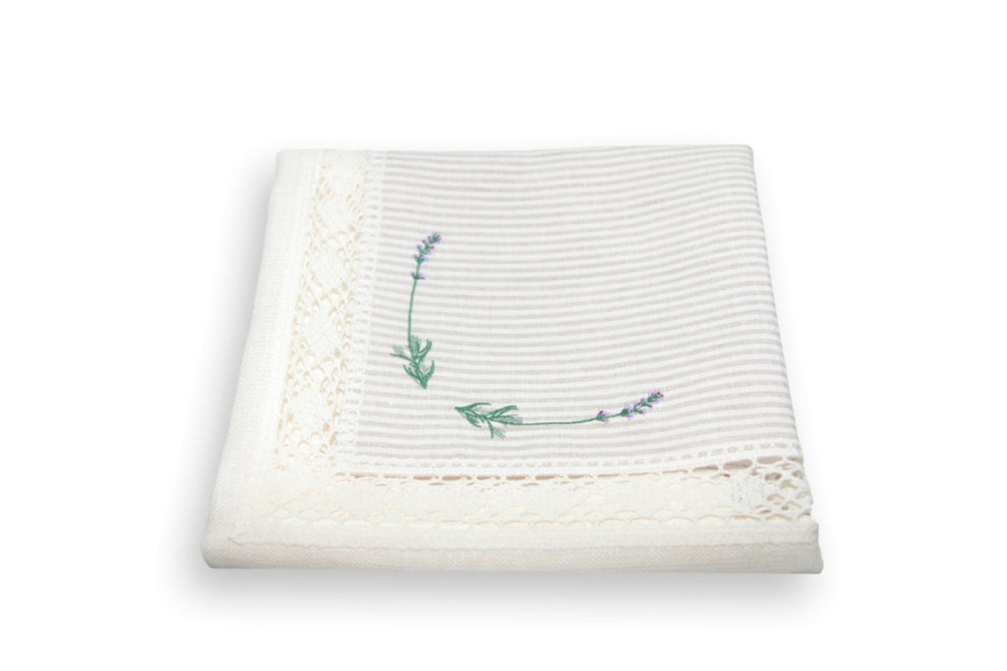 LAVENDEL stripete linduk (hvit)