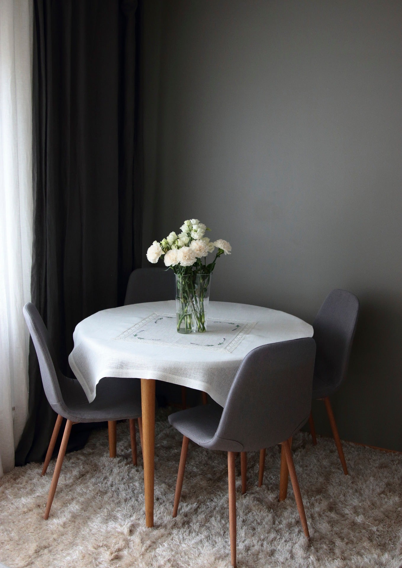 LAVENDEL stripete linduk (hvit)