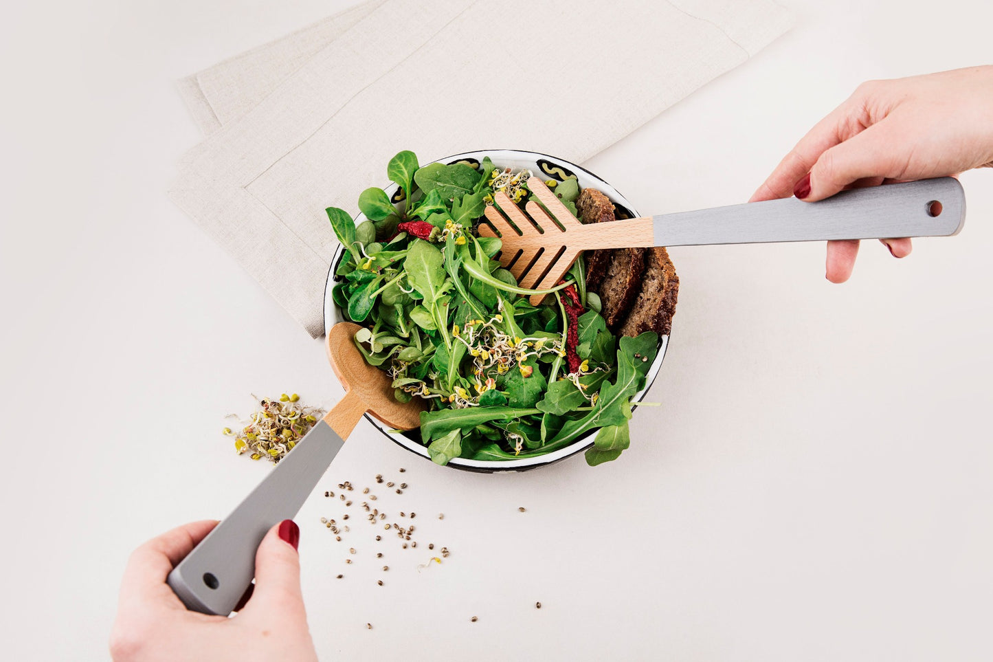 FURUNÅL salatbestikk i bjørketre