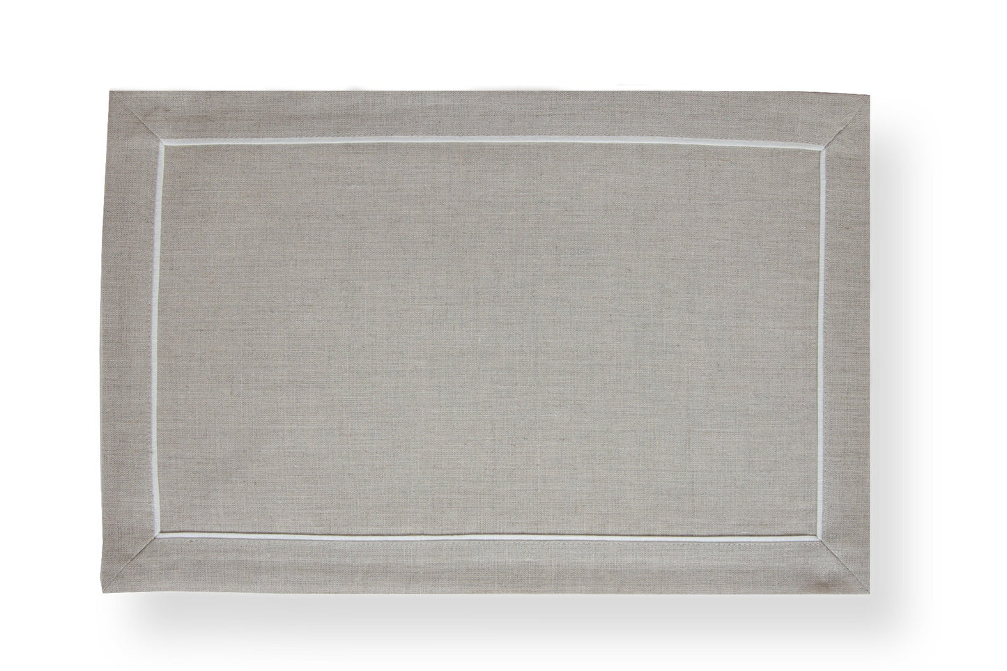 RAMME bordbrikke i naturlig linfarge med en tynn hvit ramme