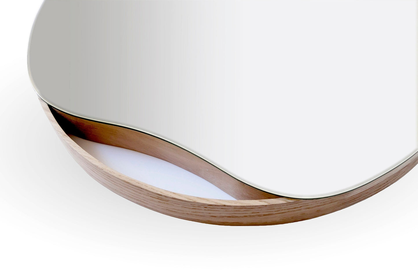 VANNPYTT veggspeil, eiketre. Diameter 50 cm