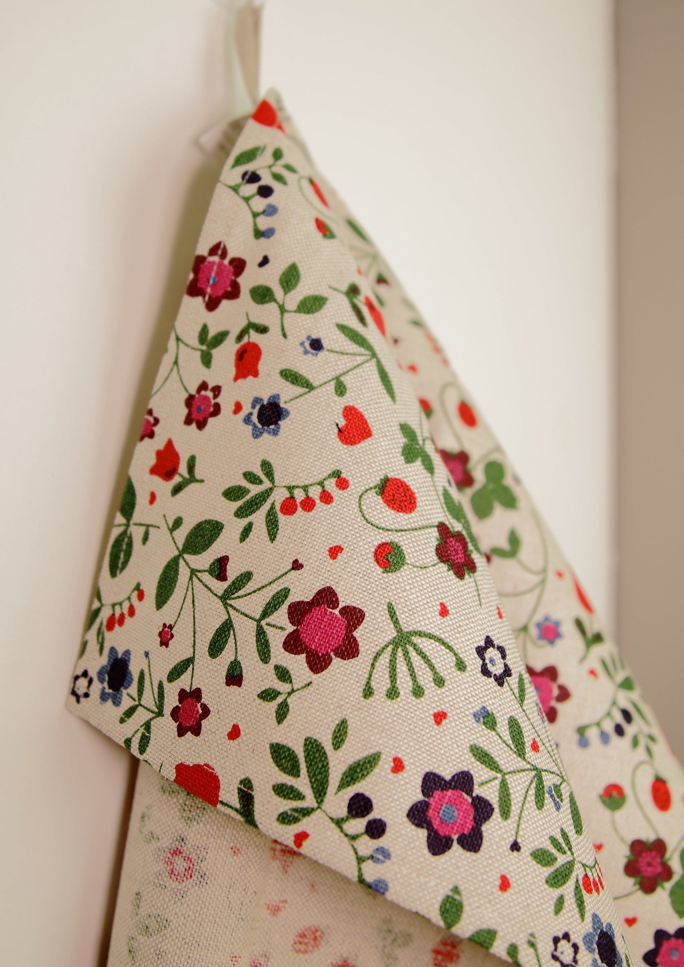 100 % lin kjøkkenhåndkle med blomster