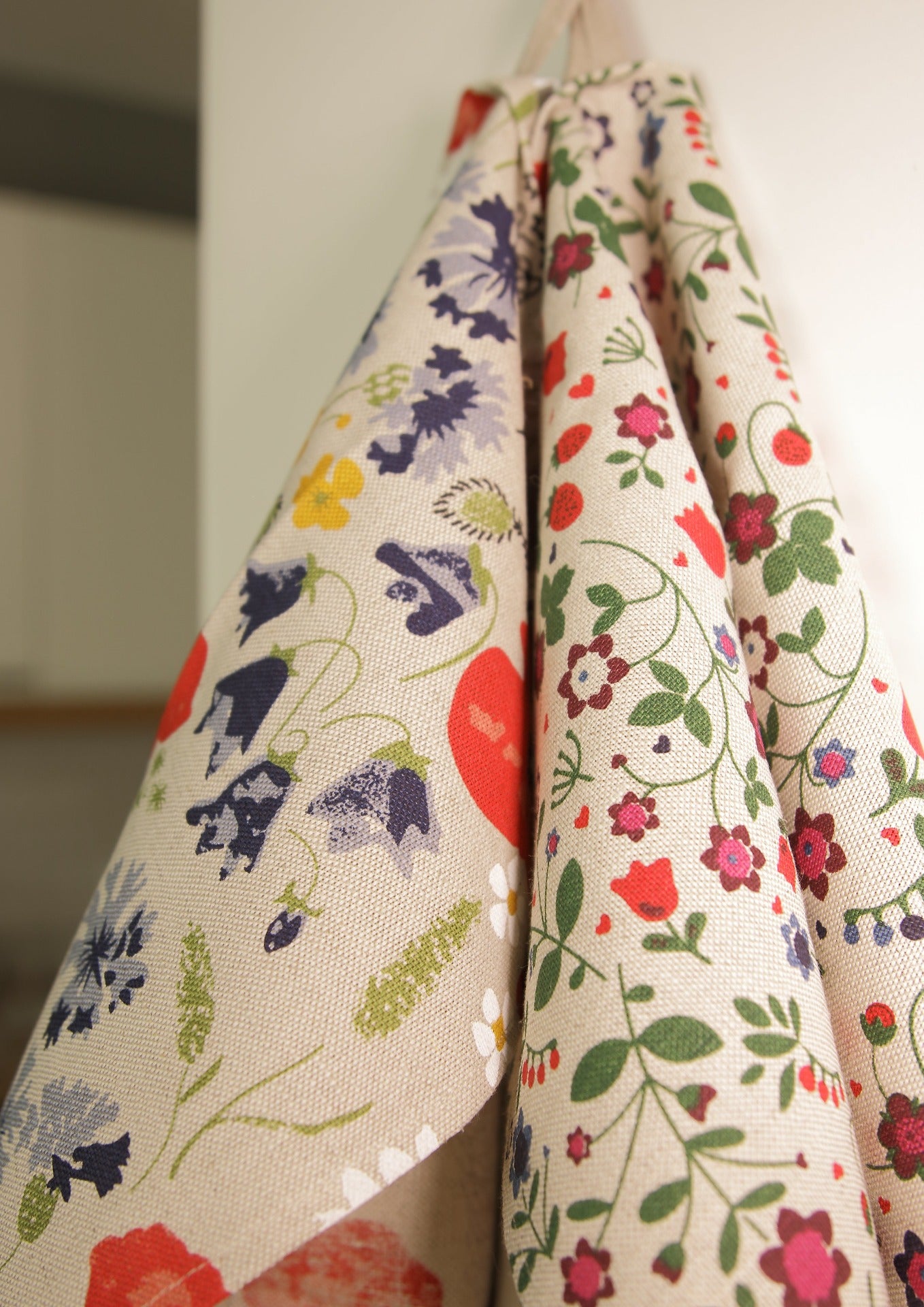 100 % lin kjøkkenhåndkle med blomster