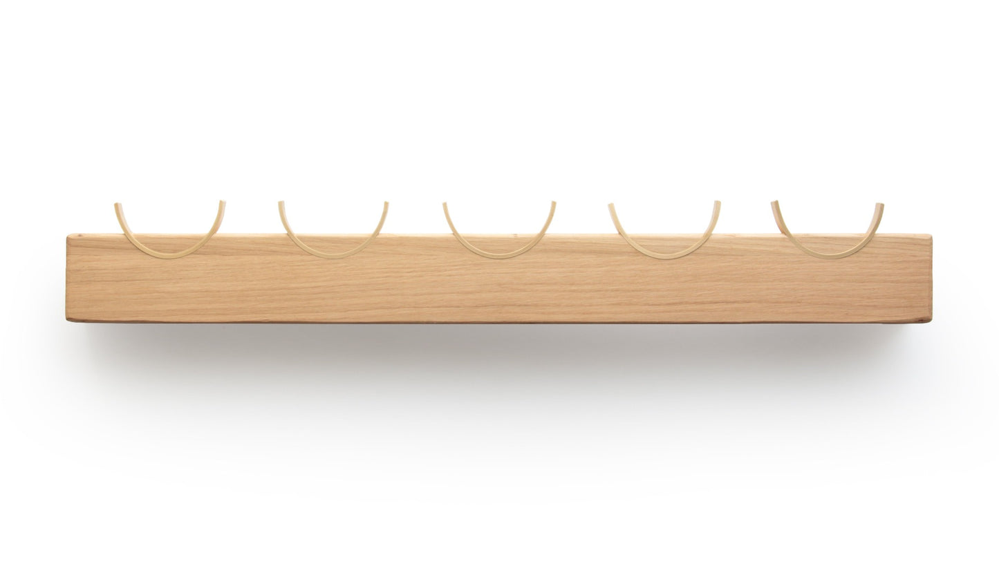 HJORT knaggrekke i messing med 10 knagger