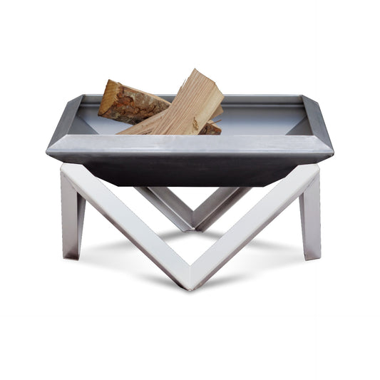 DIA solid firkantet bålpanne med rustfritt beina